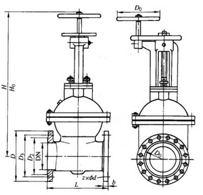 Z442H-25ֱԲݴШʽ˫բբҪμṹߴͼ