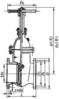 Z44T/W/H ƽʽ˫բֶբPN10PN16γߴͼ