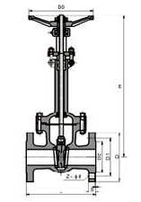 DZ40YD型低温闸阀PN16~PN25外形尺寸图