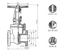 Z41T、Z41W、Z41H型楔式手动闸阀PN16~PN160外形尺寸图